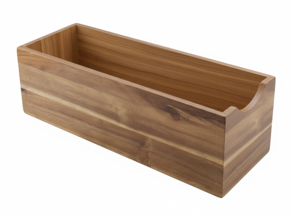 Premium Acacia Wood Rectangular Storage Bin - Multipurpose Organizer